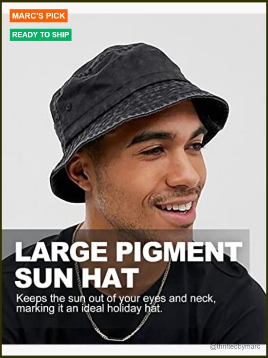 Large Washed Cotton Bucket Hat for Big Heads UPF 50+ Packable Sun Hat main image 6